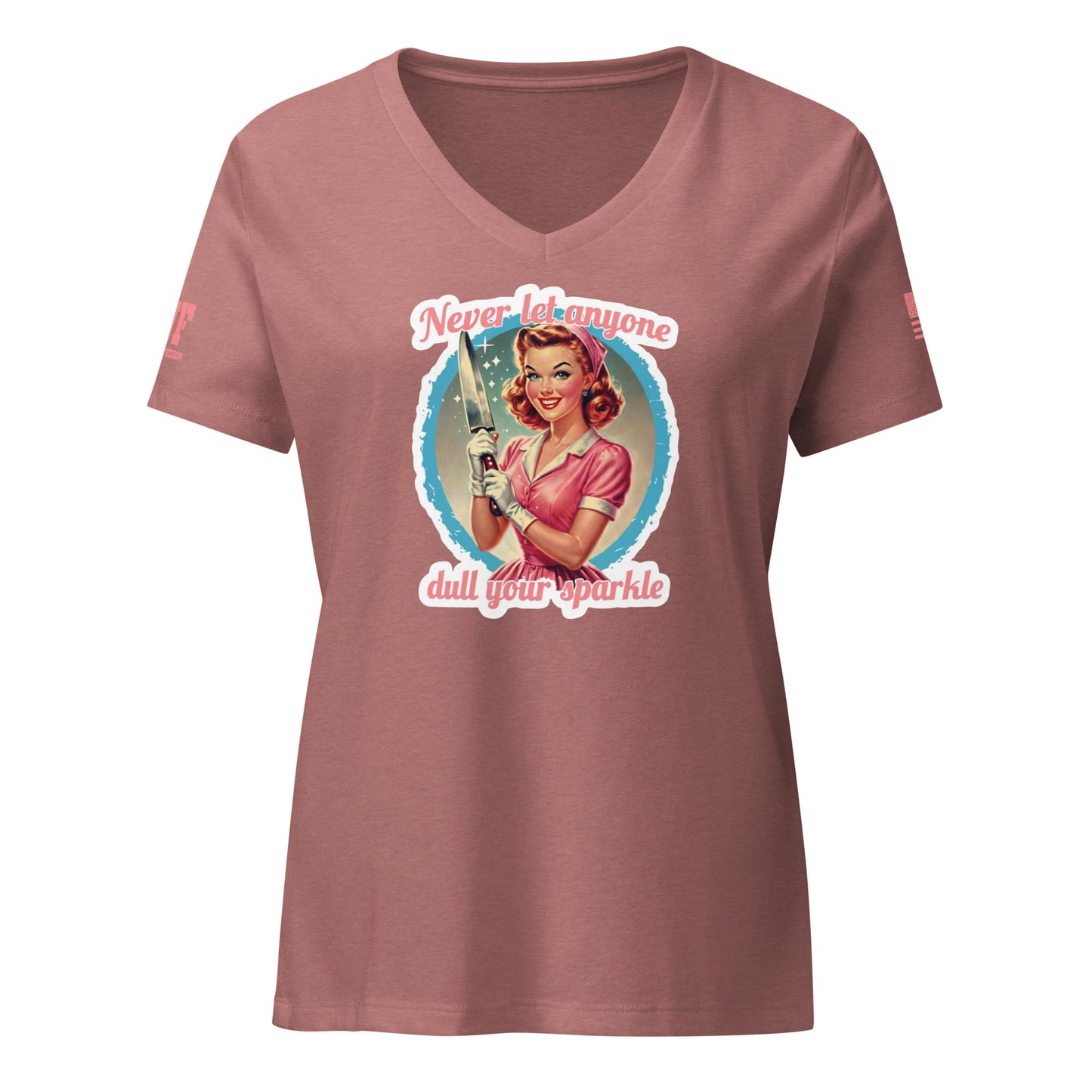 pink 2A shirt woman holding a laundry basket and a pistol. Says I can load more than a washer and dryer
